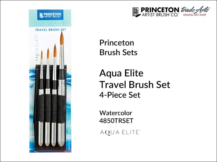 Princeton Aqua Elite 4850TRSET Travel Set zestaw pędzli akwarelowych, zestaw Princeton Aqua Elite 4850TRSET Travel Brush Set, komplet pędzli akwarelowych Princeton, zestaw pędzli Princeton, pędzle Princeton, Aqua Elite,