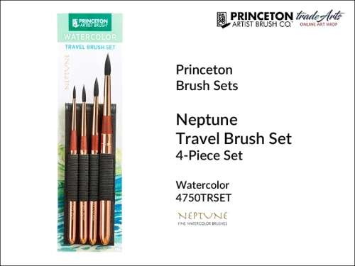 Princeton Neptune 4750TRSET Travel Brush Set , zestaw podróżny Princeton Neptune 4750TRSET Travel Brushes Set, komplet pędzli akwarelowych Princeton, zestaw pędzli Princeton, pędzle Princeton,  Princeton Neptune,