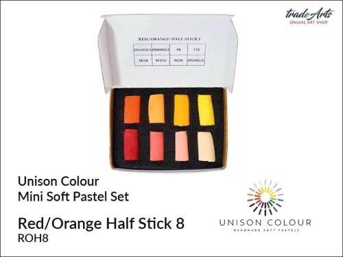 Unison Colour Red/Orange Half Stick 8 Mini Set, zestaw pasteli suchych Unison Red/Orange Half Stick Mini Set 8, pastele suche minizestaw Unison Red/Orange Half Stick Set 8, pastele suche Unison Colour, pastele suche, pastele miękkie, Unison Colour,