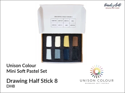 Unison Colour Drawing Half Stick 8 Mini Set, zestaw pasteli suchych Unison Drawing Half Stick Mini Set 8, pastele suche minizestaw Unison Drawing Half Stick Se 8, pastele suche Unison Colour, pastele suche, pastele miękkie, Unison Colour,