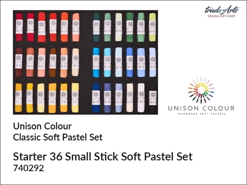 Unison Colour Starter 36 Small Stick Soft Pastel Set, zestaw pasteli suchych Unison Starter 36 Small Stick Set, pastele suche zestaw Unison Starter 36 Small Stick Set, pastele suche Unison Colour, pastele suche, pastele miękkie, Unison Colour,
