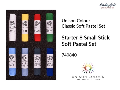 Unison Colour Starter 8 Small Stick Soft Pastel Set, zestaw pasteli suchych Unison Starter 8 Small Stick Set, pastele suche zestaw Unison Starter 8 Small Stick Set, pastele suche Unison Colour, pastele suche, pastele miękkie, Unison Colour,