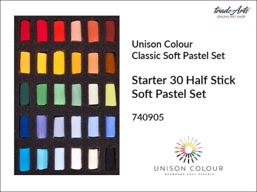 Unison Colour Starter 30 Half Stick Soft Pastel Set, zestaw pasteli suchych Unison Starter 30 Half Stick Set, pastele suche zestaw Unison Starter Half Stick Set 30, pastele suche Unison Colour, pastele suche, pastele miękkie, Unison Colour,