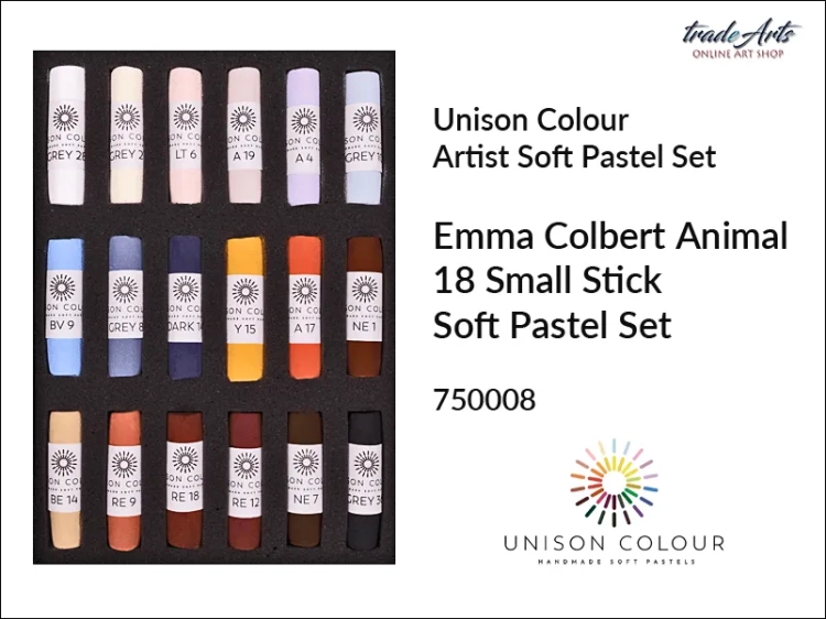 Unison Colour Emma Colbert Animal Portrait 18 Small Stick Soft Pastel Set, zestaw pasteli suchych Unison Emma Colbert Portrait 18 Small Stick Set, zestaw do portretów zwierząt Unison Emma Colbert Animal Portrait 18 Small Stick Soft Set,