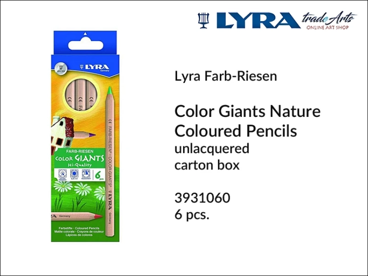 Lyra Color Giants Nature 6 Pack Coloured Pencils, Lyra Color Giants Nature zestaw  6 szt. kredek , kredki nielakierowane Lyra Color Giants Nature 6 szt., kredki Lyra Giants Nature, kredki grube Lyra Giants komplet 6 szt.,