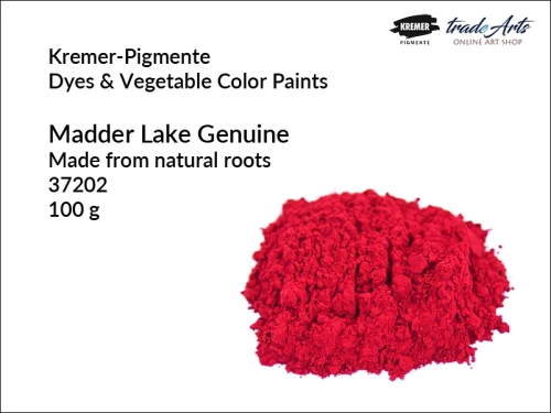 Madder Lake genuine Kremer-Pigmente, kraplak prawdziwy z korzeni Kremer-Pigmente, barwnik naturalny kraplak prawdziwy Kremer-Pigmente, alizaryna, korzeń marzanny,  kraplak naturalny czerwony, marzanna barwierska,