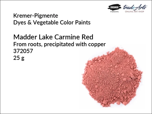Madder Lake Carmine Red from roots Kremer-Pigmente, kraplak karminowy Kremer-Pigmente kraplak karminowy z korzeni Kremer-Pigmente,  kraplak karminowy proszek Kremer-Pigmente,