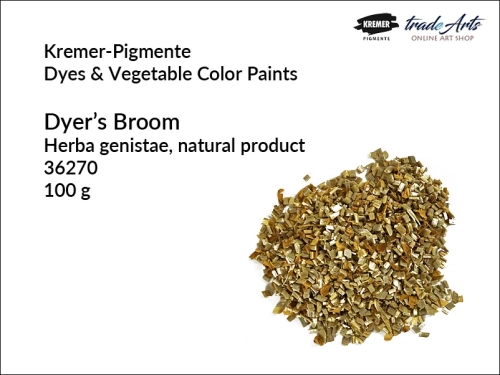 Dyer's Broom natural product Kremer-Pigmente, janowiec barwierski Herba genistae Kremer-Pigmente,  jkanowiec barwierski w kawałkach Kremer-Pigmente, żółcidło, janowiec barwierski produkt naturalny,