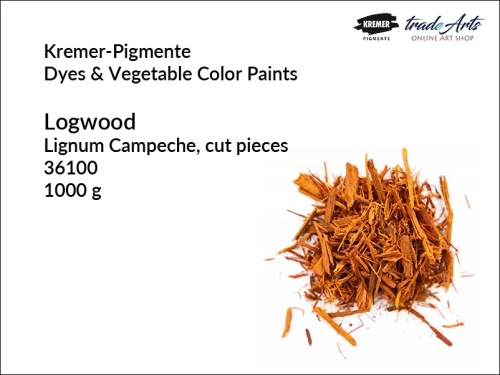 Logwood cut pieces Kremer-Pigmente. drewno kempeszowe cięte kawałki Kremer-Pigmente, krwawnik cięte kawałki Kremer-Pigmente, naturalne kawałki drewno kempeszowe, drewno kempeszowe, drzewo błękitne,