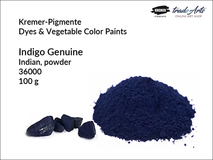 Indigo Genuine Indian in powder Kremer-Pigmente, indygo oryginalne indyjskie w proszku Kremer-Pigmente, Kremer-Pigmente indygo indyjskie prawdziwe w proszku, bwrniki roślinne, indygo, pigmenty roślinne,