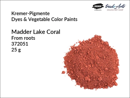 Madder Lake Coral from roots Kremer-Pigmente, kraplak koralowy Kremer-Pigmente kraplak koralowy z korzeni Kremer-Pigmente,  kraplak koralowy proszek Kremer-Pigmente,