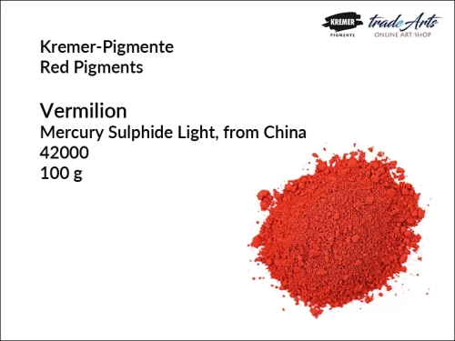 Vermilion - siarczek rtęci Kremer-Pigmente, Kremer-Pigmente - pigment vermilion, cynober Kremer-Pigmente, pigmenty czerwone, pigmenty Kremer-Pigmente, tradearts,