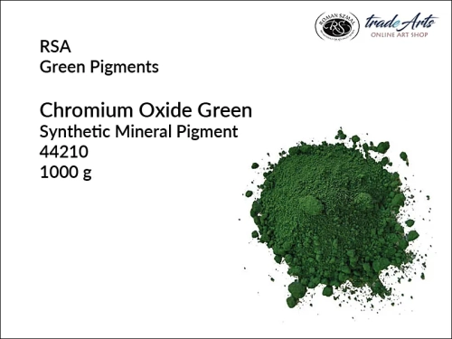 Zieleń chromowa RSA, RSA  zieleń chromowa pigment mineralny, RSA Chromium Oxide Green dye, pigmenty mineralne, pigmenty zielone, pigmenty, tradearts,