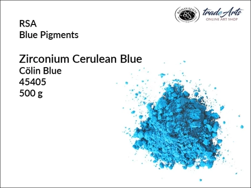 Błękit Coelina cyrkonowy pigment nieorganiczny RSA, RSA pigment błękit Coelina cyrkonowy, RSA Zirconium Cerulean Blue, RSA Coelin Blue dye, pigmenty nieorganiczne, pigmenty cyrkonowe, pigmenty, tradearts,