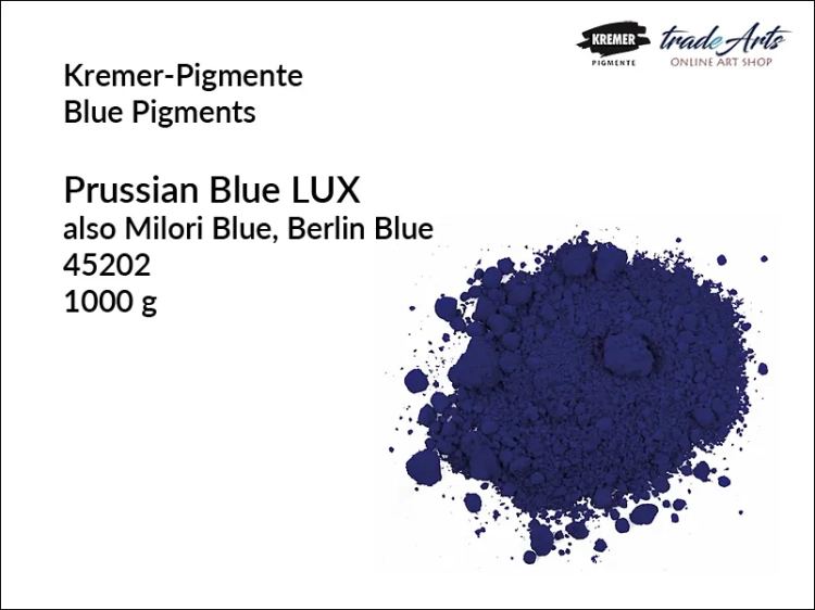 Prussian Blue Lux Kremer-Pigmente, Kremer-Pigmente - błękit pruski Lux, błękit pruski, Blue Milori Kremer-Pigmente, Prussian Blue Kremer-Pigmente, pigmenty, farby, malarstwo, tradearts,