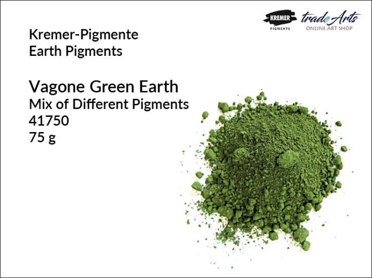 Ziemia zielona z Vagone Kremer-Pigmente, Kremer-Pigmente - ziemia zielona z Vagone, Vagone Earth Kremer-Pigmente, pigmenty, pigmenty ziemne, pigmenty mieszane, tradearts,