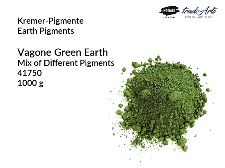 Ziemia zielona z Vagone Kremer-Pigmente, Kremer-Pigmente - ziemia zielona z Vagone, Vagone Earth Kremer-Pigmente, pigmenty, pigmenty ziemne, pigmenty mieszane, tradearts,