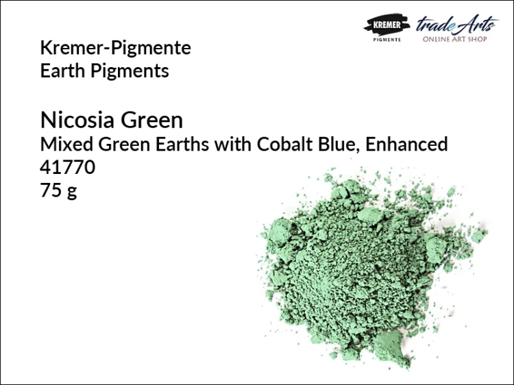 Zieleń z Nikozji Kremer-Pigmente, Kremer-Pigmente - zieleń z Nikozji, ziemia zielona z Nikozji Kremer-Pigmente, Nicosia Green Kremer-Pigmente, pigmenty, pigmenty ziemne, pigmenty mieszane, tradearts,