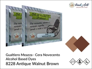 Barwnik (bejca) spirytusowy do drewna Gualtiero Meazza, kolor: Antique Walnut Brown 8228, saszetka 8 g