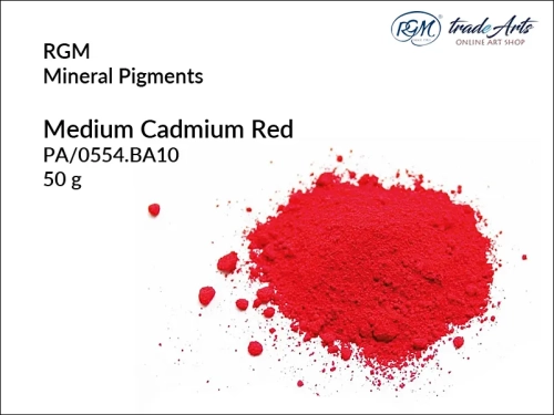 Pigment mineralny Medium Cadmium Red 554 RGM, RGM pigment mineralny Medium Cadmium Red 554, pigmenty mineralne RGM, pigmenty, pigment, pigmenty mineralne, barwienie, malarstwo, farby, RGM, tradearts,