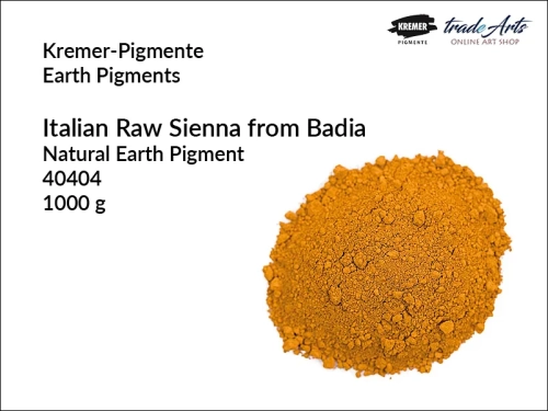 Pigment ziemny ziemia sienieńska z Badia włoska Kremer-Pigmente, Kremer-Pigmente - pigment ziemny ziemia sienieńska z Badia włoska, pigmenty ziemne, pigmenty naturalne, pigmenty,  pigmenty ziemne czyste, Kremer-Pigmente, tradearts,