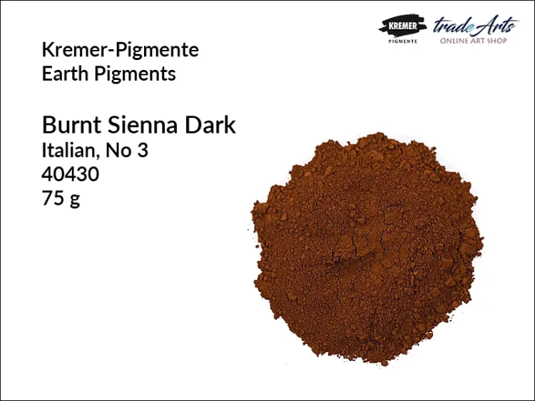Dark Burnt Sienna No. 3 Kremer-Pigmente, ziemia sienieńska ciemna Dark Burnt Sienna No. 3, ziemia sienieńska palona ciemna No. 3 Kremer-Pigmente, ziemia sienieńska palona ciemna,  pigmenty, pigment ziemny,