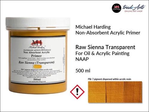 Non-Absorbent Acrylic Primer NAAP Raw Sienna Transparent MH, podkład malarski niechłonny Raw Sienna Transparent MH, podkład malarski Raw Sienna Transparent NAAP Michael Harding, podkład do farb olejnych NAAP Michael Harding,