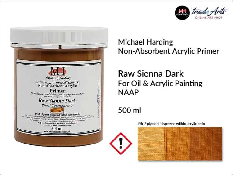 Non-Absorbent Acrylic Primer NAAP Raw Sienna Dark MH, podkład malarski niechłonny Raw Sienna Dark MH, podkład malarski Raw Sienna Dark NAAP Michael Harding, podkład do farb olejnych NAAP Michael Harding, podkład malarski Harding,