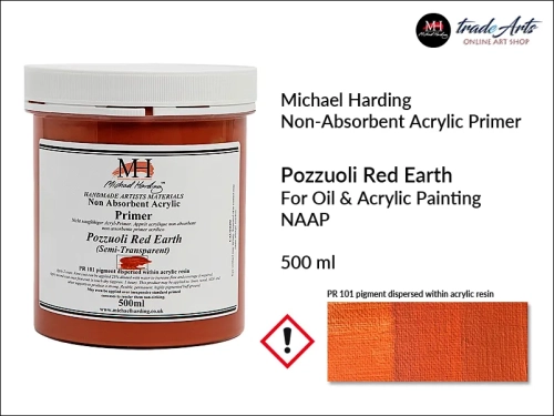 Non-Absorbent Acrylic Primer NAAP Pozzuoli Red Earth MH, podkład niechłonny Pozzuoli Red Earth MH, podkład malarski Pozzuoli Red Earth NAAP Michael Harding, podkład do farb olejnych NAAP Michael Harding, podkład malarski Harding,