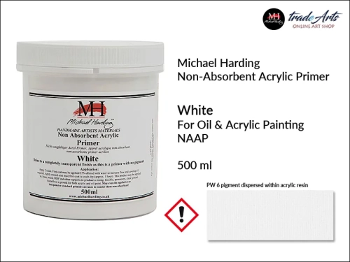 Non-Absorbent Acrylic Primer NAAP White Michael Harding, podkład niechłonny biały do farb olejnych  Michael Harding,  podkład malarski White NAAP Michael Harding, podkład do farb olejnych NAAP Michael Harding, podkład malarski biały,