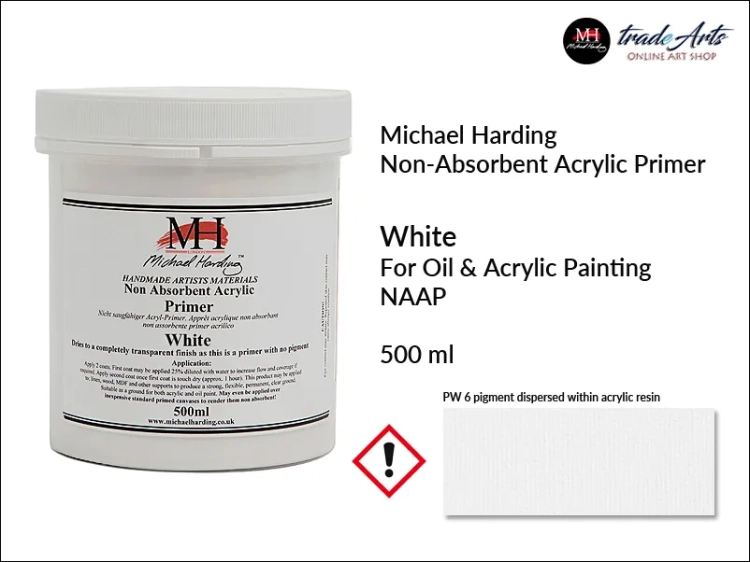 Non-Absorbent Acrylic Primer NAAP White Michael Harding, podkład niechłonny biały do farb olejnych  Michael Harding,  podkład malarski White NAAP Michael Harding, podkład do farb olejnych NAAP Michael Harding, podkład malarski biały,
