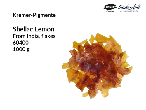 Szelak lemon w listkach Kremer-Pigmente, Kremer-Pigmente - szelak lemon w listkach, szelak żółty lemon Kremer-Pigmente, szelak lemon, szelaki, tradearts,