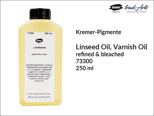 Kremer-Pigmente Linseed Oil-Varnish Oil refined &amp; bleached, Kremer-Pigmente olej lniany-werniks rafinowany i bielony, olej lniany-werniks 250 ml  Kremer-Pigmente, olej lniany do werniksowania,  olej lniany werniks, Kremer-Pigmente,