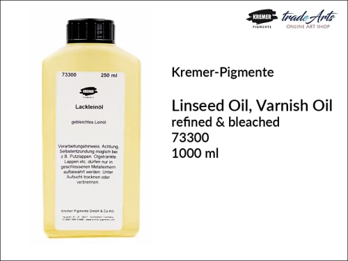 Kremer-Pigmente Linseed Oil-Varnish Oil refined &amp; bleached, Kremer-Pigmente olej lniany-werniks rafinowany i bielony, olej lniany-werniks 250 ml  Kremer-Pigmente, olej lniany do werniksowania,  olej lniany werniks, Kremer-Pigmente,