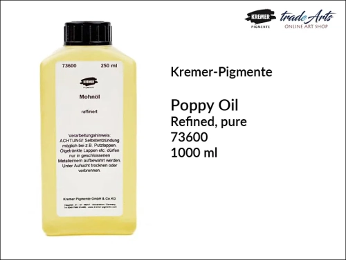 Olej makowy Poppy Oil Kremer-Pigmente, olej makowy naturalny Kremer Pigmente, olej makowy rafinowany Kremer Pigmente, Kremer Pigmente olej makowy naturalny, oleje, olej makowy, sykatywa, olej makowy rafinowany, tradearts,