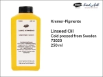 Olej lniany szwedzki, tłoczony na zimno Kremer-Pigmente;  but. 250 ml