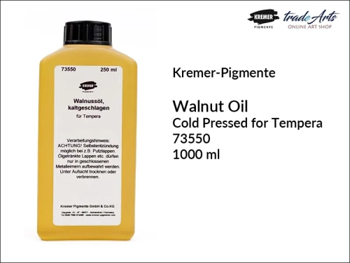 olej orzechowy tłoczony na zimno do tempery Kremer-Pigmente, Kremer-Pigmente - olej orzechowy to tempery, olej orzechowy, oleje, tempera, malarstwo temperowe, tradearts, Kremer-Pigmente,