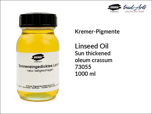 Olej lniany zagęszczany Kremer-Pigmente, olej lniany oleum crassum Kremer-Pigmente, Kremer-Pigmente - olej lniany oleum crassum, oleje, olej lniany, olej lniany zagęszczany na słońcu, oleum crassum, Kremer-Pigmente, tradearts,