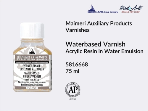 Maimeri Gloss Waterbased Picture Varnish, werniks końcowy błyszczący wodny Maimeri, Maimeri - werniks końcowy błyszczący wodny, werniks błyszczący wodny uniwersalny,  werniks na bazie wody, Maimeri, tradearts,