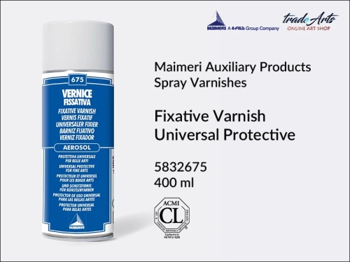 Maimeri Fixative Varnish Aerosol 675, fiksatywa werniksowa 675 w aerozolu Maimeri, Maimeri - fiksatywa werniksowa 675 w aerozolu, werniks fiksatywa do farb olejnych, fiksatywa do pasteli, werniks do akryli,  tradearts,