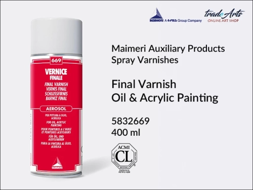 Maimeri Glossy Final Varnish 669 Aerosol, werniks końcowy 669 w aerozolu do malarstwa olejnego i akrylowego  Maimeri, Maimeri - werniks końcowy 669 Maimeri w aerozolu, werniks końcowy w aerozolu, werniks do farb olejnych, tradearts,