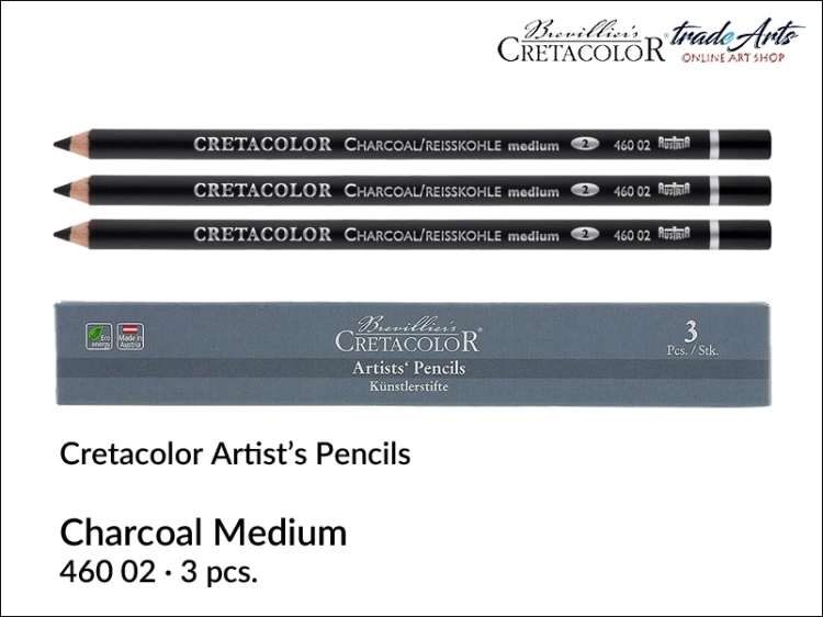 Charcoal Medium Artist Pencil Cretacolor, Cretacolor Charcoal  Medium Artist Pencil, Cretacolor węgiel w ołówku średniotwardy, Charcoal Medium Cretacolor węgiel w kredce średniotwardy, węgiel w ołówku, kredka artystyczna, Cretacolor, kredka,