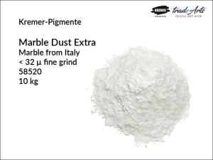 Mączka marmurowa biała drobna Marble Dust Extra Kremer-Pigmente, uziarnienie 32 µ, opak. 10 kg