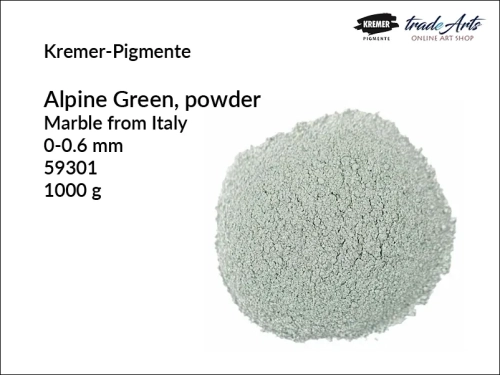 Mączka marmurowa zieleń alpejska Alpine Green Kremer-Pigmente, Kremer-Pigmente Alpine Green mączka marmurowa zielona, mączka marmurowa Alpine Green, marmur, wypełniacze, tradearts,
