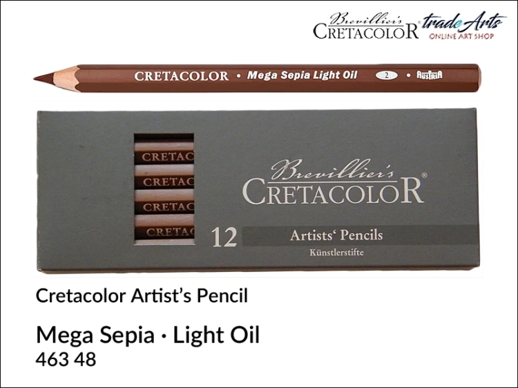 Mega Artist Pencil Cretacolor, Mega Sepia Light Oil Cretacolor, sepia jasna artystyczna tłusta Mega Cretacolor, kredki artystyczne Cretacolor, Cretacolor Mega sepia jasna artystyczna tłusta, sepia jasna tłusta, kredka artystyczna, Cretacolor,