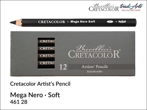 Czarna kredka Nero artystyczna miękka Mega Nero Soft Cretacolor, cena za 3 szt.
