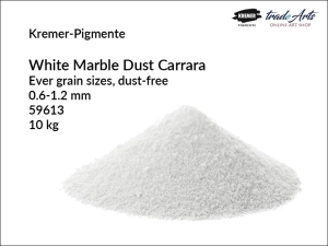 Mączka marmurowa bezpyłowa biała White Marble Dust Carrara Kremer-Pigmente, uziarnienie 0.6-1.2 mm, opak. 10 kg