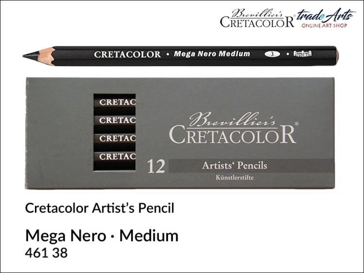 Mega Artist Pencil Cretacolor, Mega Nero Soft Cretacolor, czarna kredka Nero artystyczna średniotwarda Cretacolor, Mega Cretacolor czarna kredka Nero artystyczna średniotwarda, czarna kredka Nero średniotwarda, kredka artystyczna, Cretacolor,