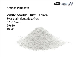 Mączka marmurowa bezpyłowa biała White Marble Dust Carrara Kremer-Pigmente, uziarnienie 0.1-0.3 mm, opak. 10 kg