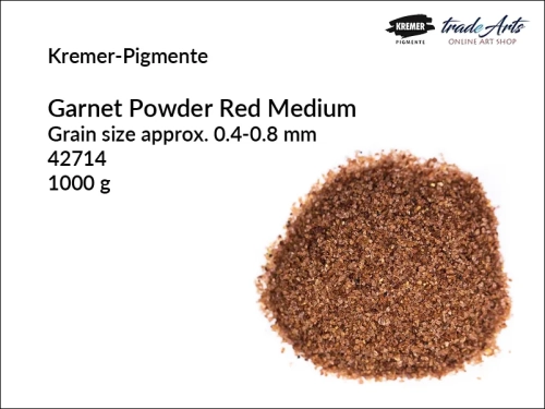 Granat w proszku czerwony Kremer-Pigmente, Kremer-Pigmente granat w proszku czerwony, proszek z granatu Garnet Powder Red Kremer-Pigmente, proszek z granatu drobnoziarnisty, piasek z granatu czerwonego, tradearts,